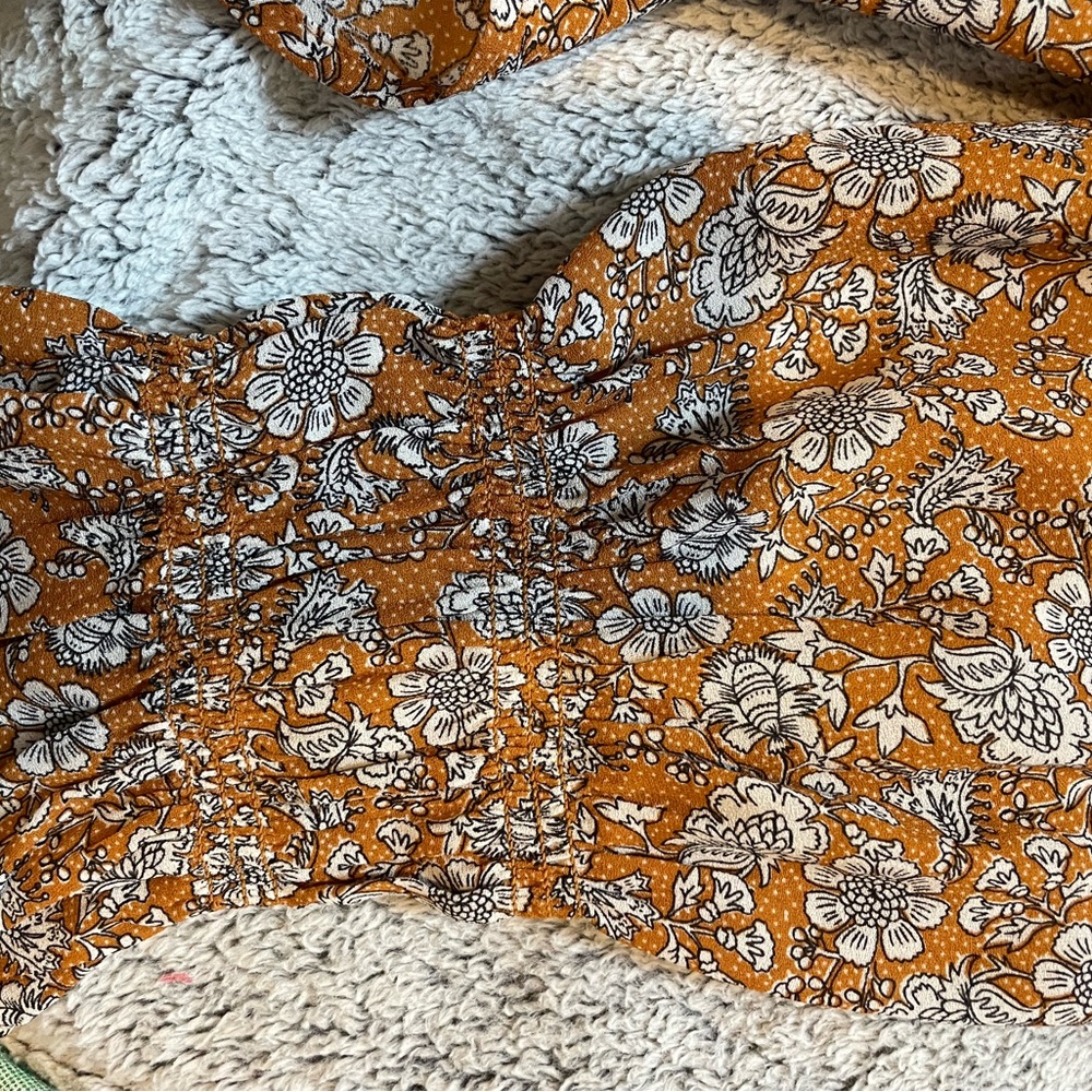 LOFT Mustard Floral Button-Front Blouse - Picture 2 of 3